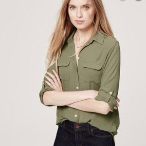 LOFT Petite Utility Blouse in Misty Sage